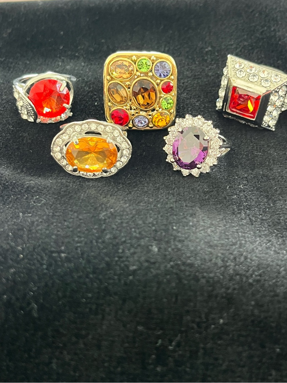 Multicolor Crystal Cluster Statement Ring - Sparkling Fashion Jewelry